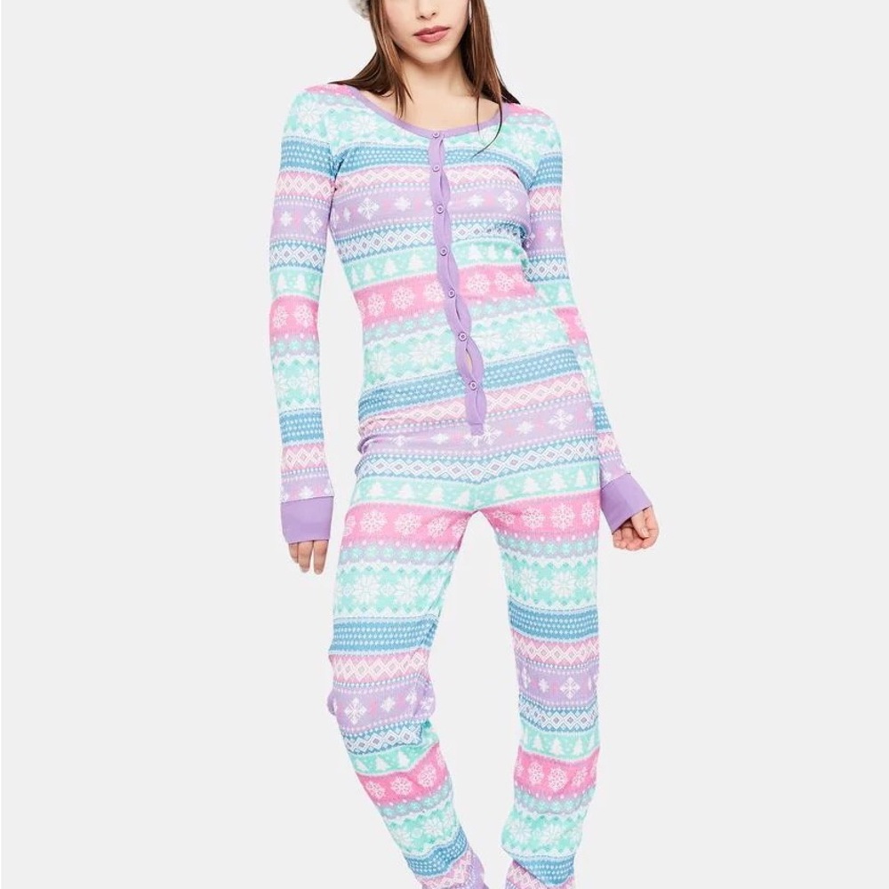 Pink and Blue Fair Isle Pajama Onesie